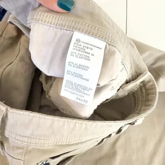 AG Adriano Goldschmied Tellis Modern Slim Chino Pants Khaki Beige - 34x32 - Picture 9 of 12